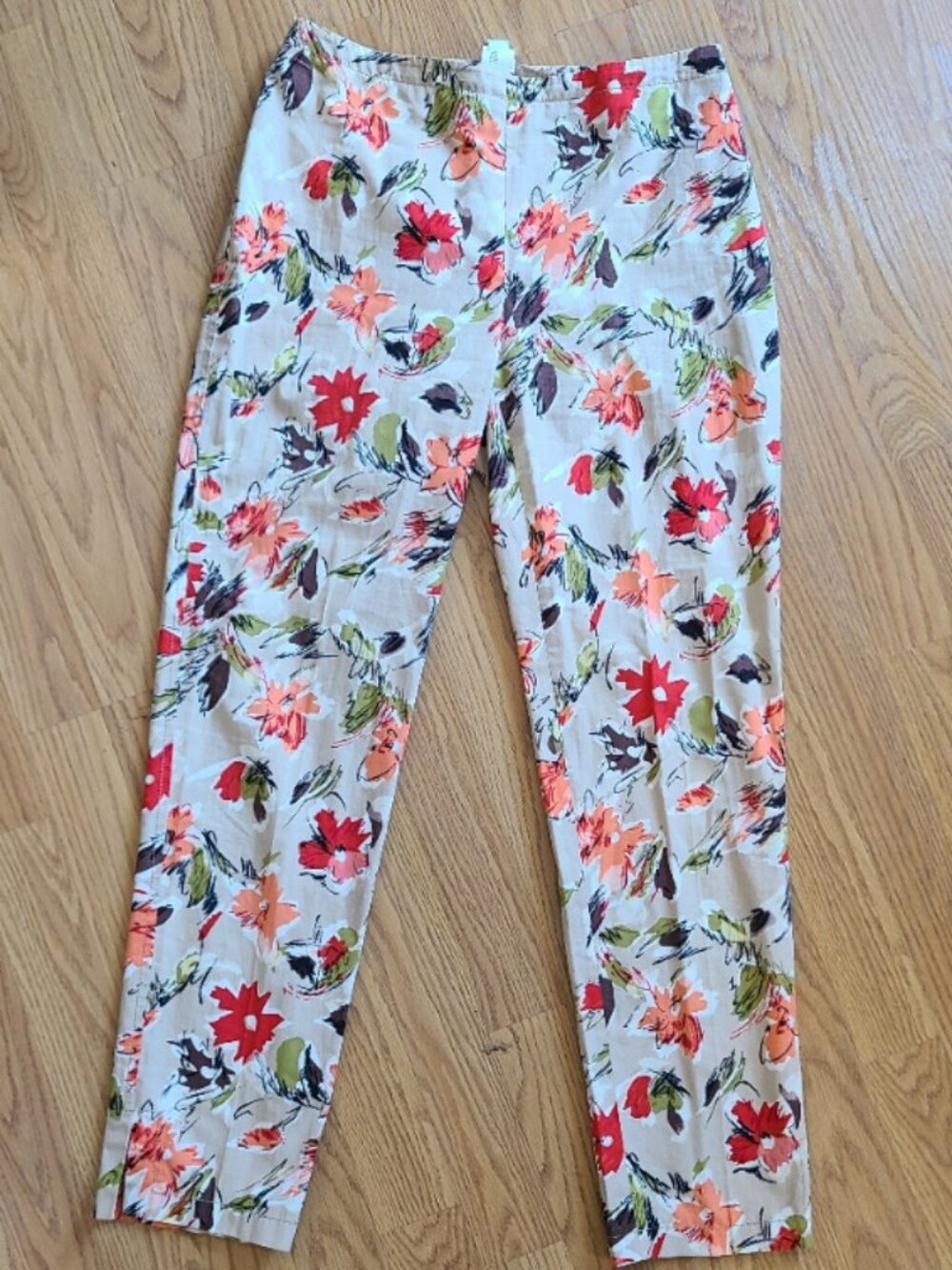 PHILOSOPHY DI ALBERTA FERRETTI SLIM COTTON FLORAL PRINT CIGARETTE PANTS sz 4